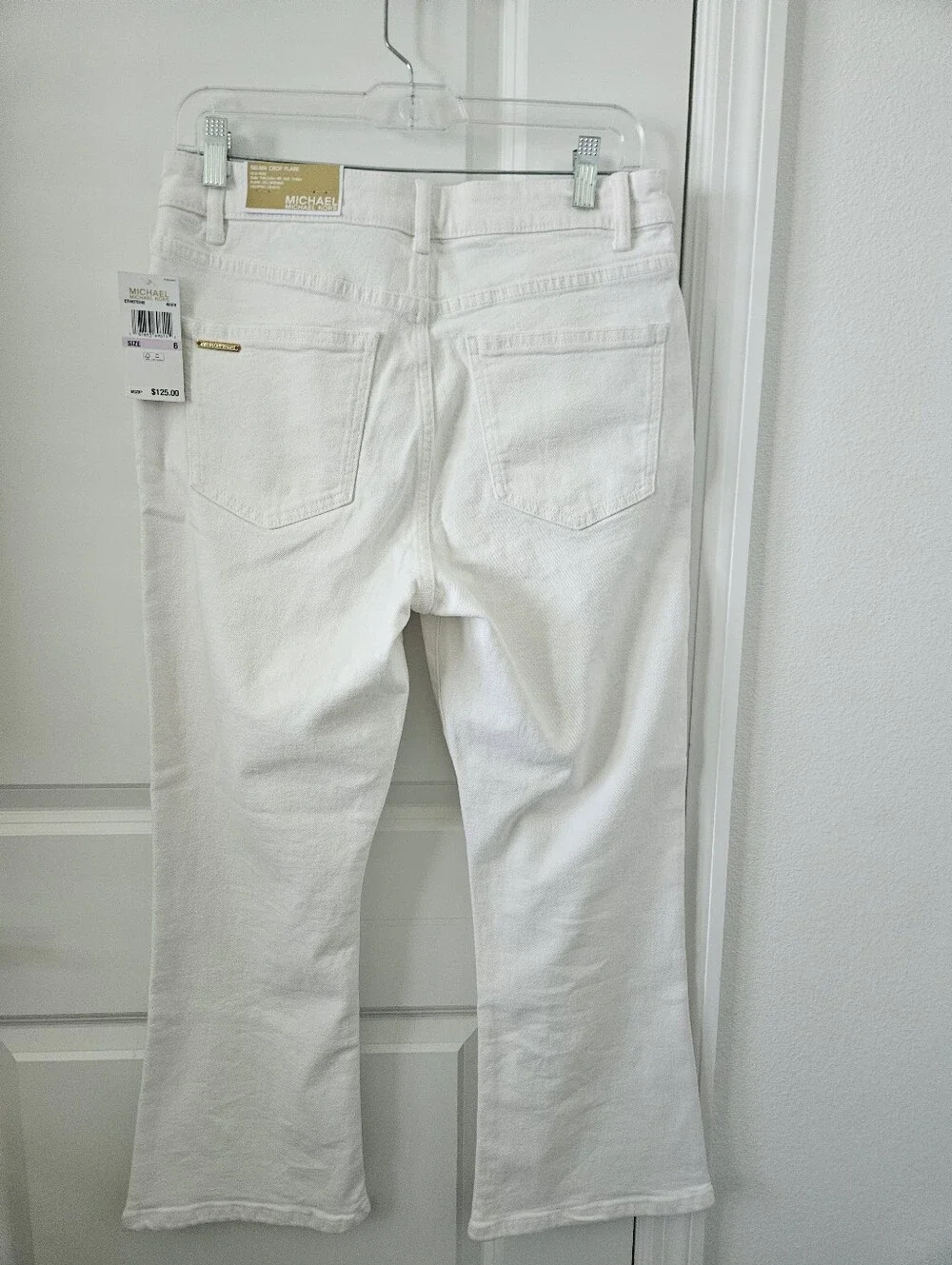 Nwt $125 Michael Kors White Selma Flared Jeams Size 6,  25